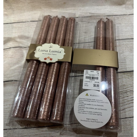 LOT of 5 Brass Candlesticks VTG Baldwin w/Luna Lumia Candles Sizes 1.5" To 7.5" - Picture 9 of 9